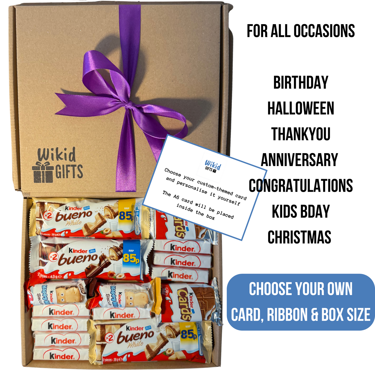Medium Kinder Chocolate Bar Gift Box, Personalised Hamper | Birthday Gift | Christmas