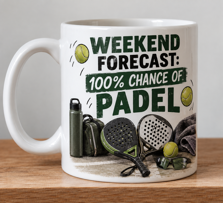 100% Chance of Padel Ball Novelty Mug Gift