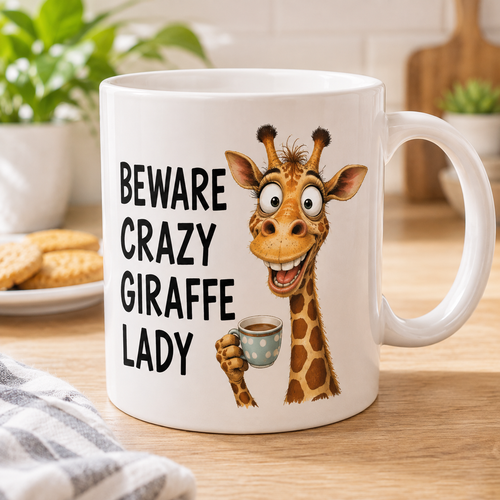 Beware Crazy Giraffe Lady Mug