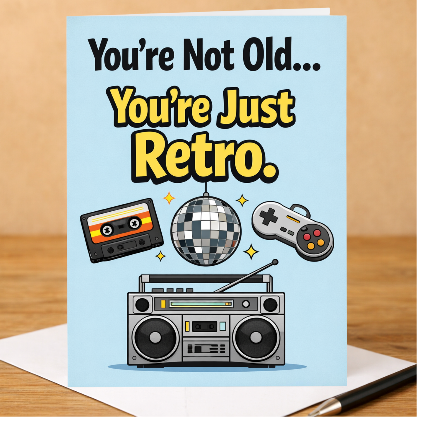 Funny Birthday Card - Your're Not Old You're Just Retro