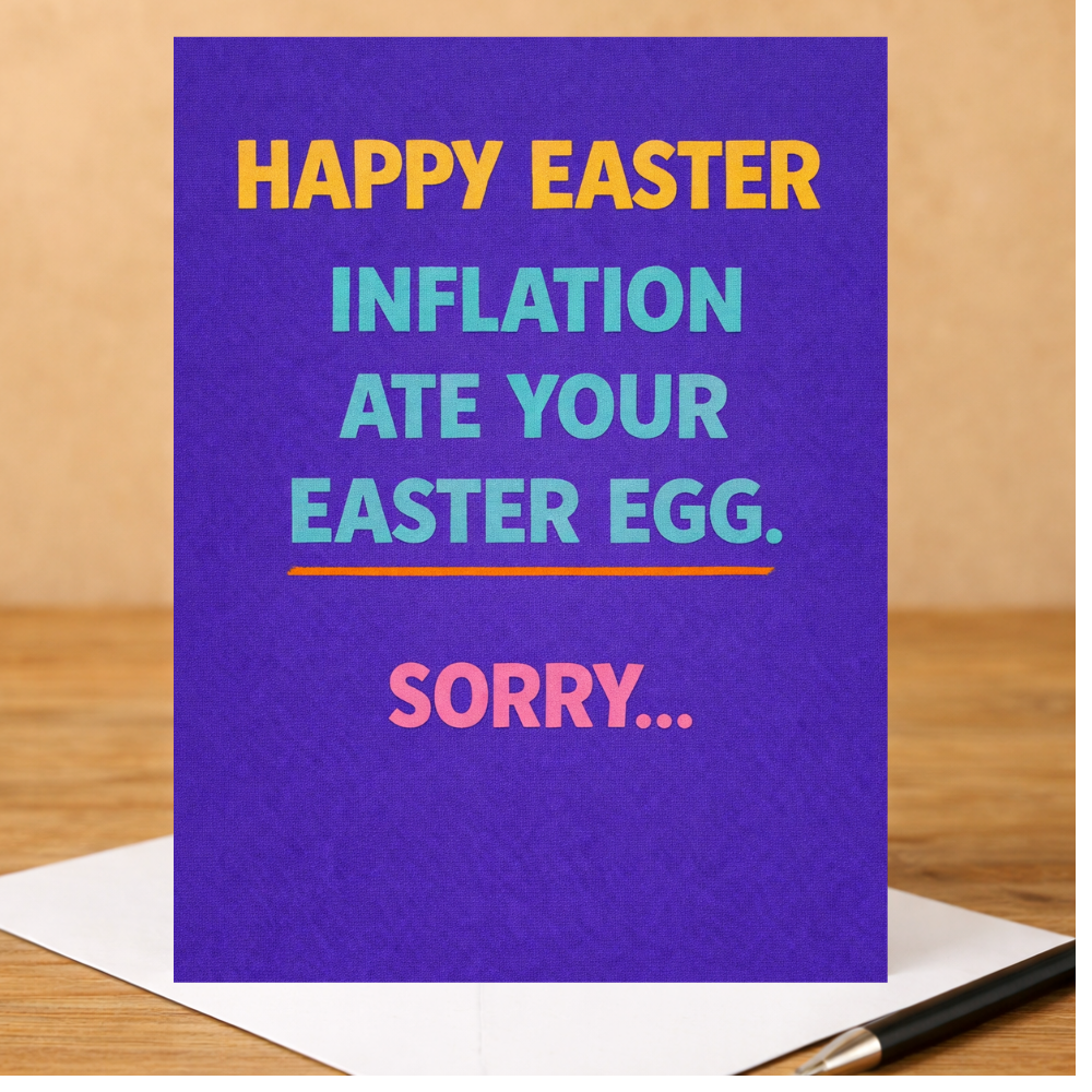 Funny Easter Card- Happy Easter Inflation Ate Your Easter Egg Sorry...