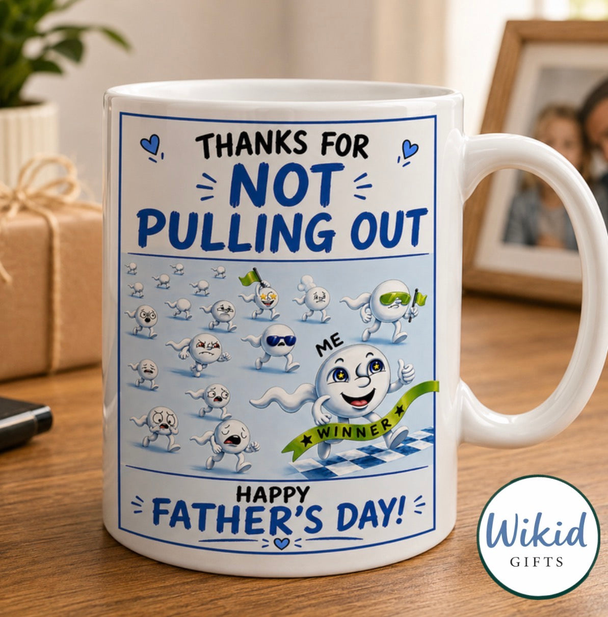 Funny Fathers Day Card & Mug ‘Thanks for not pulling out’