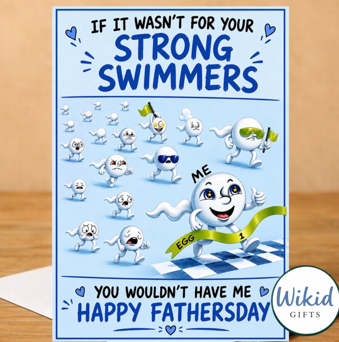 Funny Fathers Day Card & Mug ‘If it wasn’t for your strong swimmers’