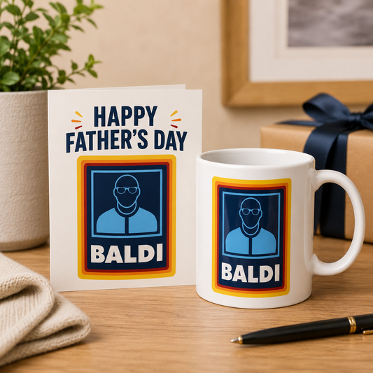 Funny Fathers Day Card & Mug ‘Baldi’