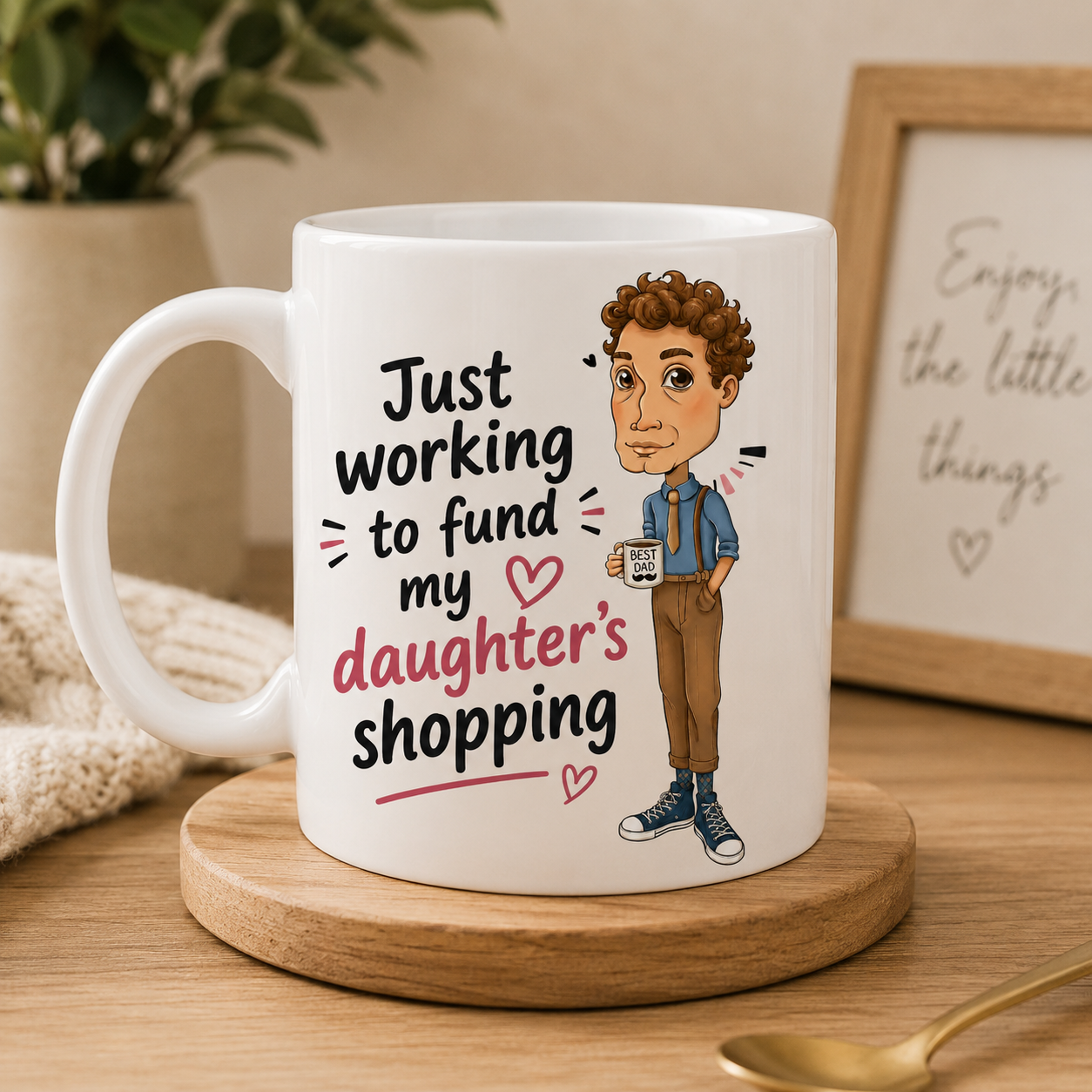 Funny Fathers Day Card & Mug ‘Just Working For My Daughters shopping’