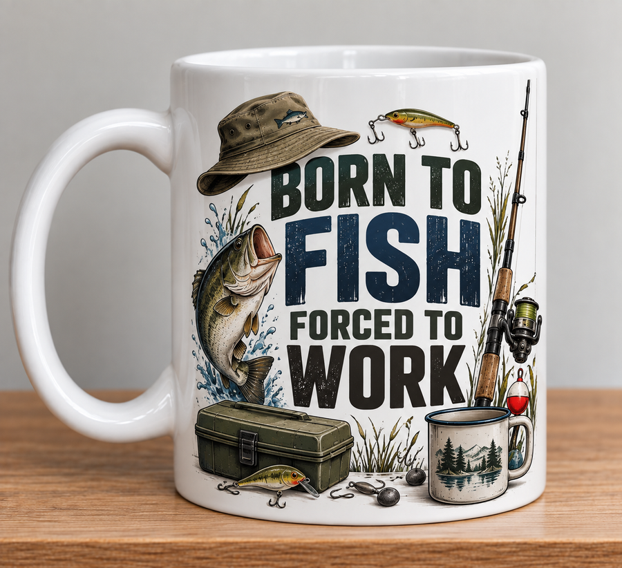 Born To Fish Forced To Work Novelty Mug Gift