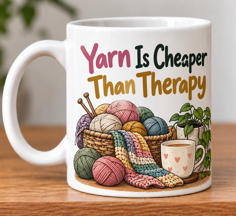 Yarn Is Cheaper Than Therapy Novelty Mug Gift