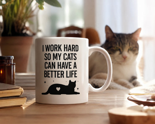 I work hard for my cats so they can have a better life
