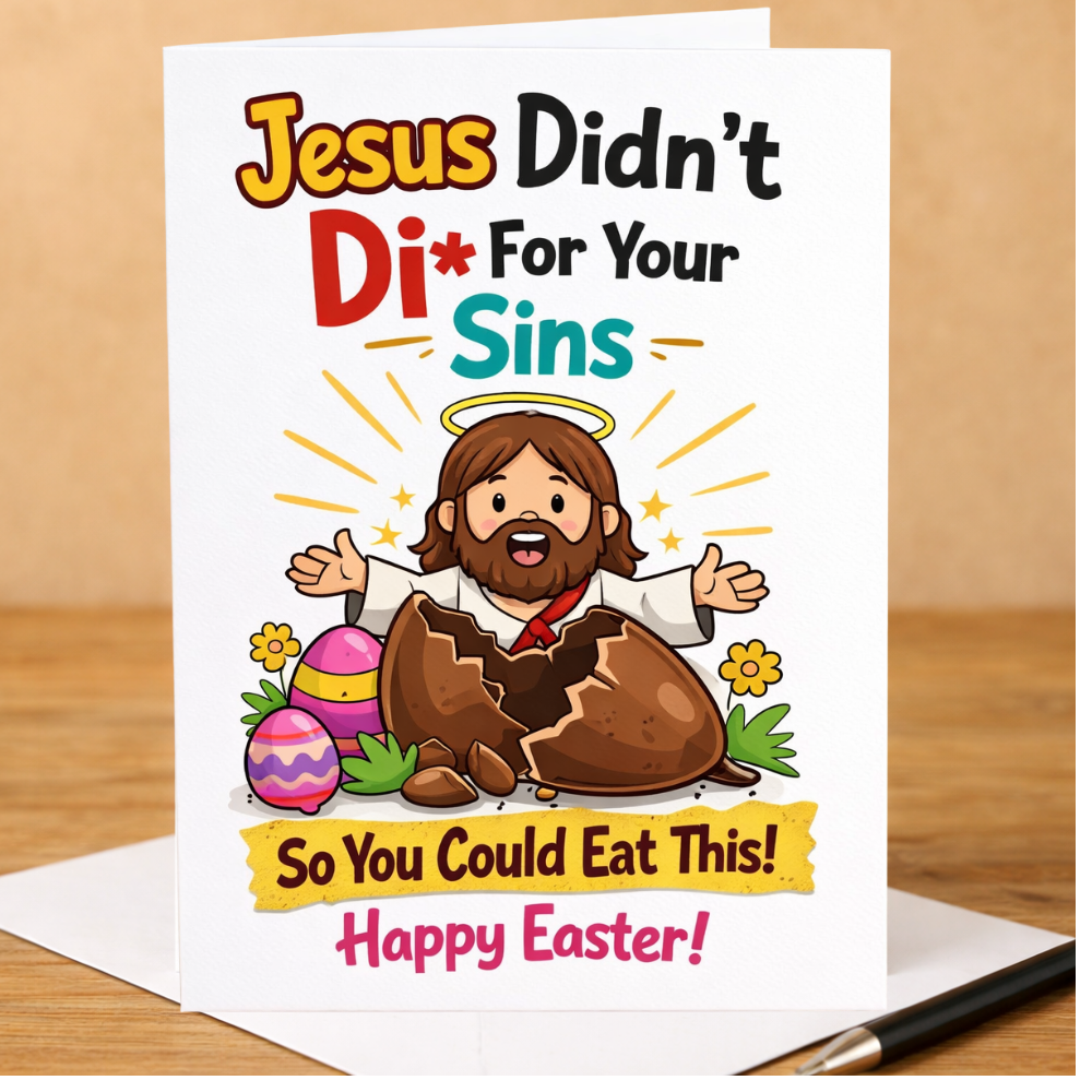 Funny Easter Card- Jesus Didn't Die For Your Sins