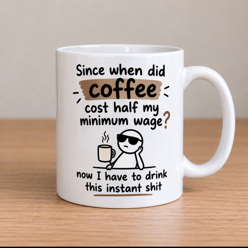 Funny Novelty Mug Gift Minimum Wage Coffee Joke