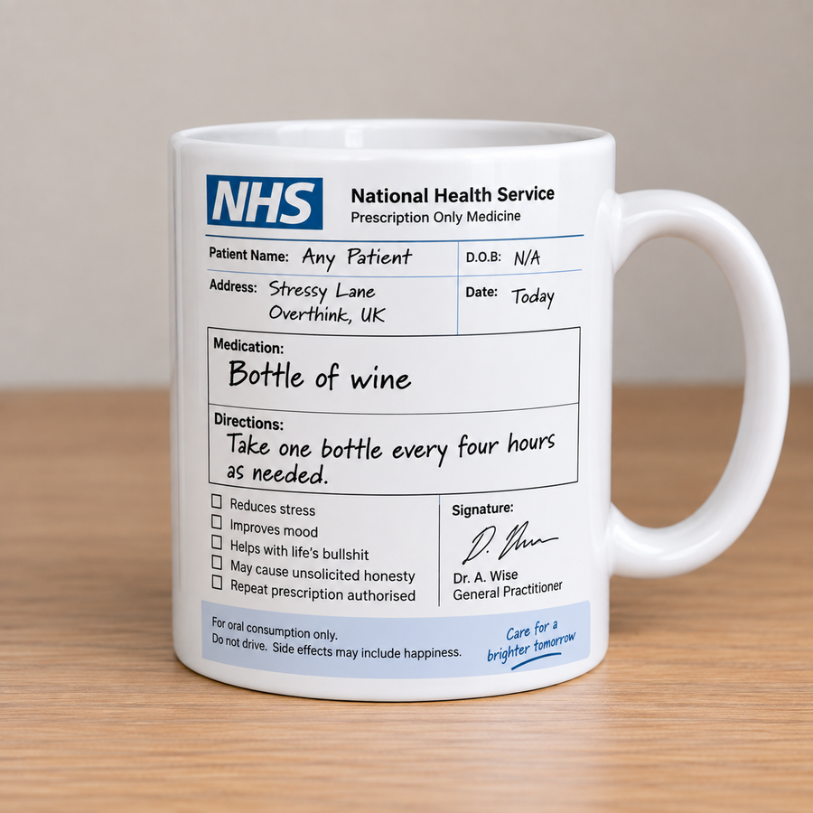Funny Novelty Mug Fake NHS Prescription