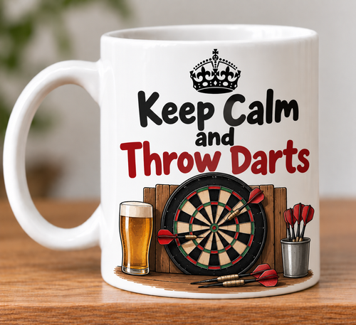 Keep Calm And Throw Darts Novelty Mug Gift