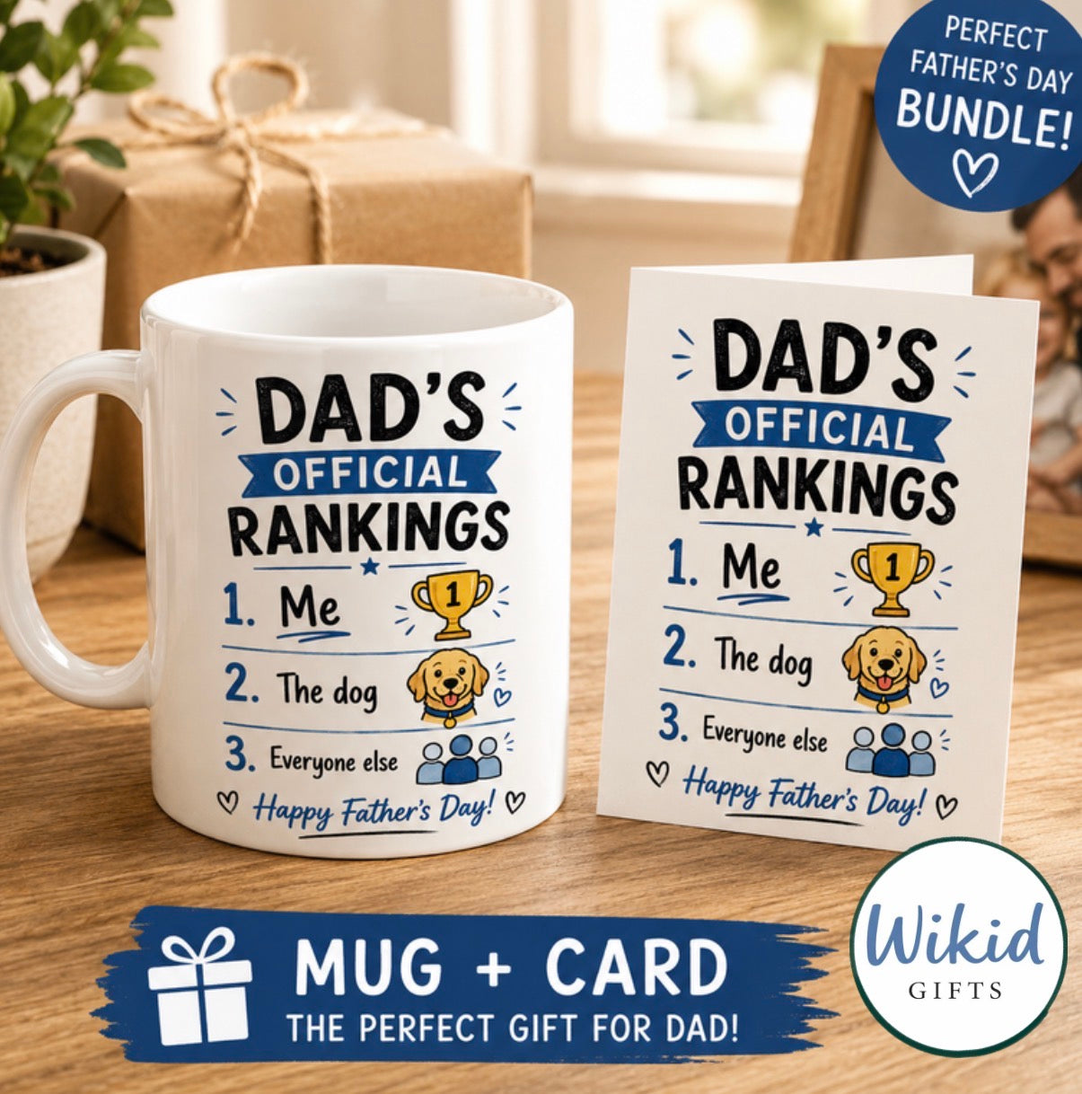 Funny Fathers Day Card & Mug ‘Dads Official Rankings’